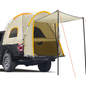 Qualencey front view of truck tent showing fit and shelter benefits