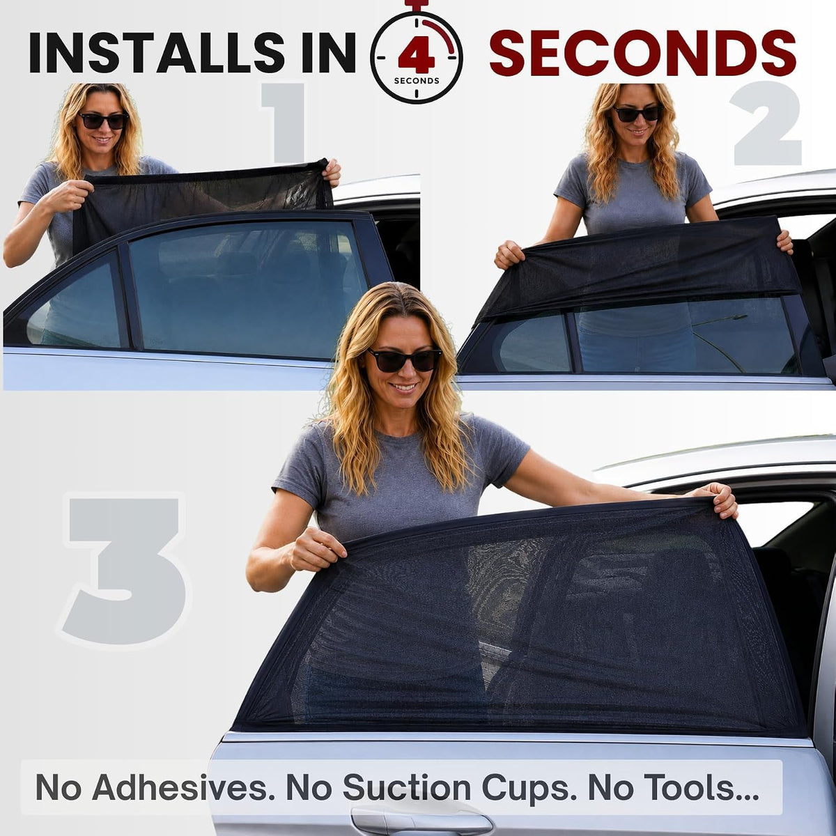 Qualizzi folded shade stored in glovebox for easy portability