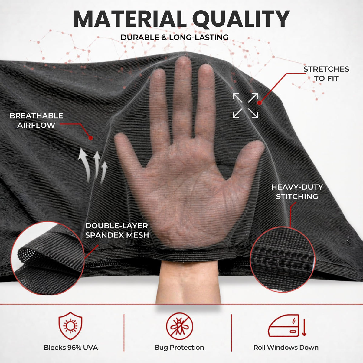 Qualizzi sleeve allowing window to roll down while keeping shade on