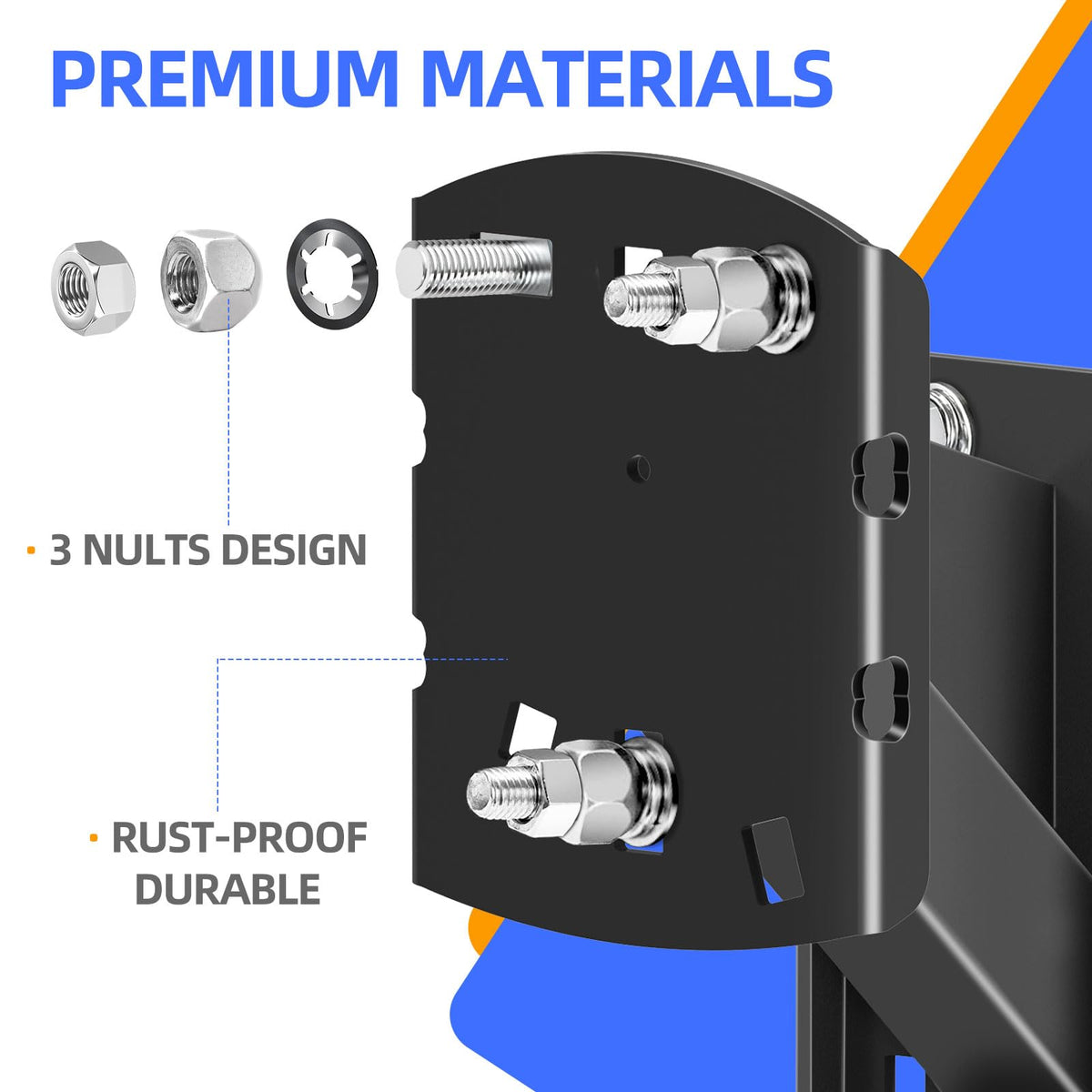 Qualward triple anti-loosen nut assembly preventing vibration-related loosening
