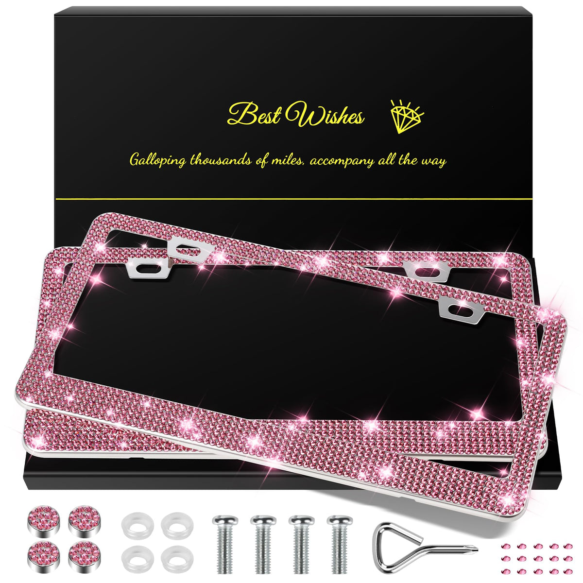 QUANQIUFEI front view dark pink frame showing full sparkle and polished finish