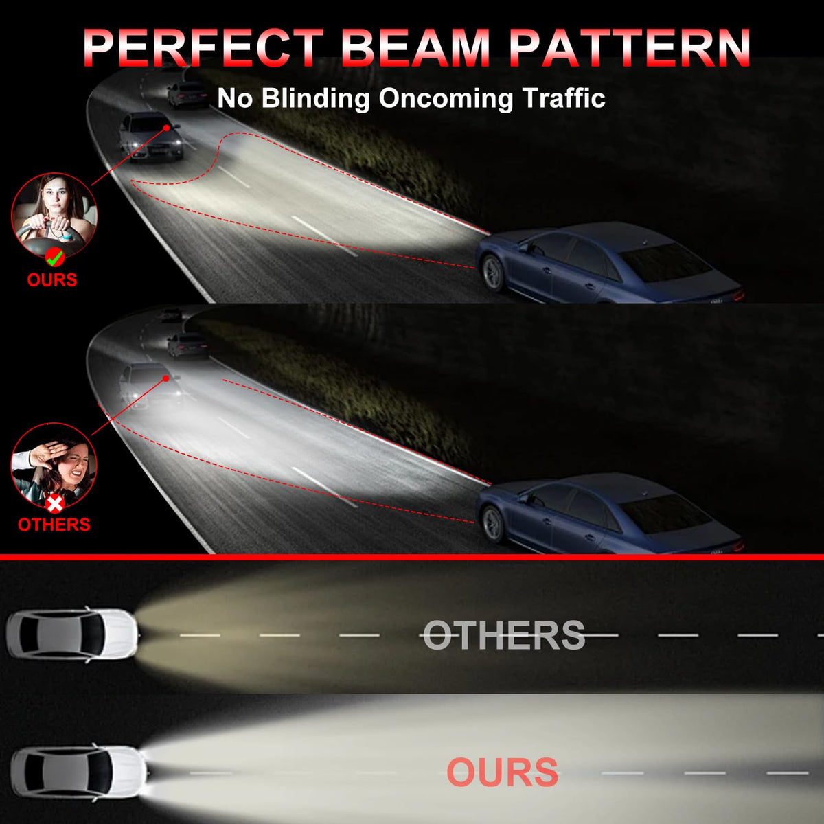 QUAYUB bulbs installed in Accord headlight showing bright night beam and improved visibility