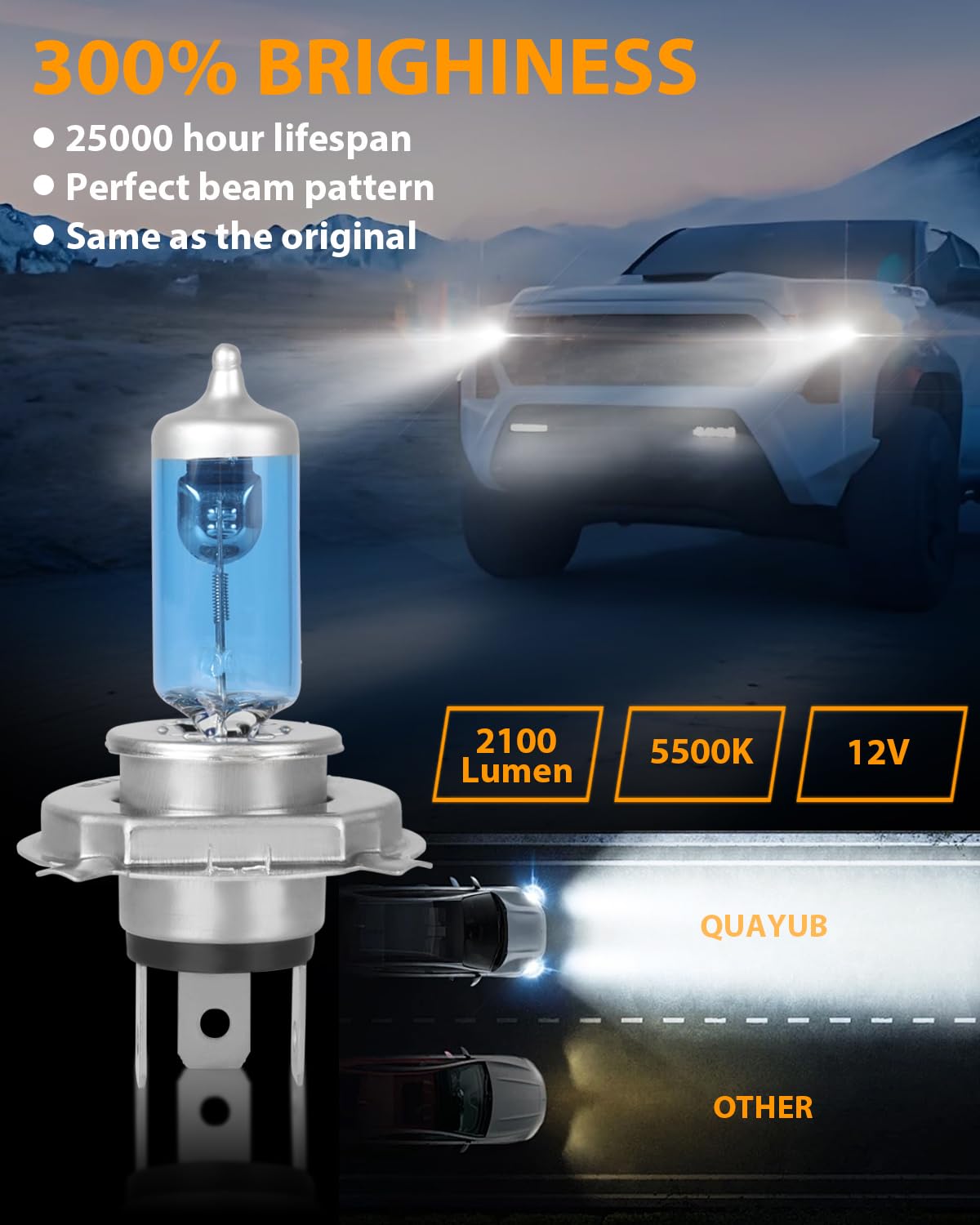 QUAYUB bulb installed in Tacoma headlight demonstrating easy fit and secure hold