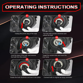 QUAYUB installation demo with gloves, emphasizes safe handling and longer bulb life