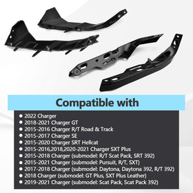 Quealzara brackets installed on a Dodge Charger front bumper demonstrating restored alignment benefit