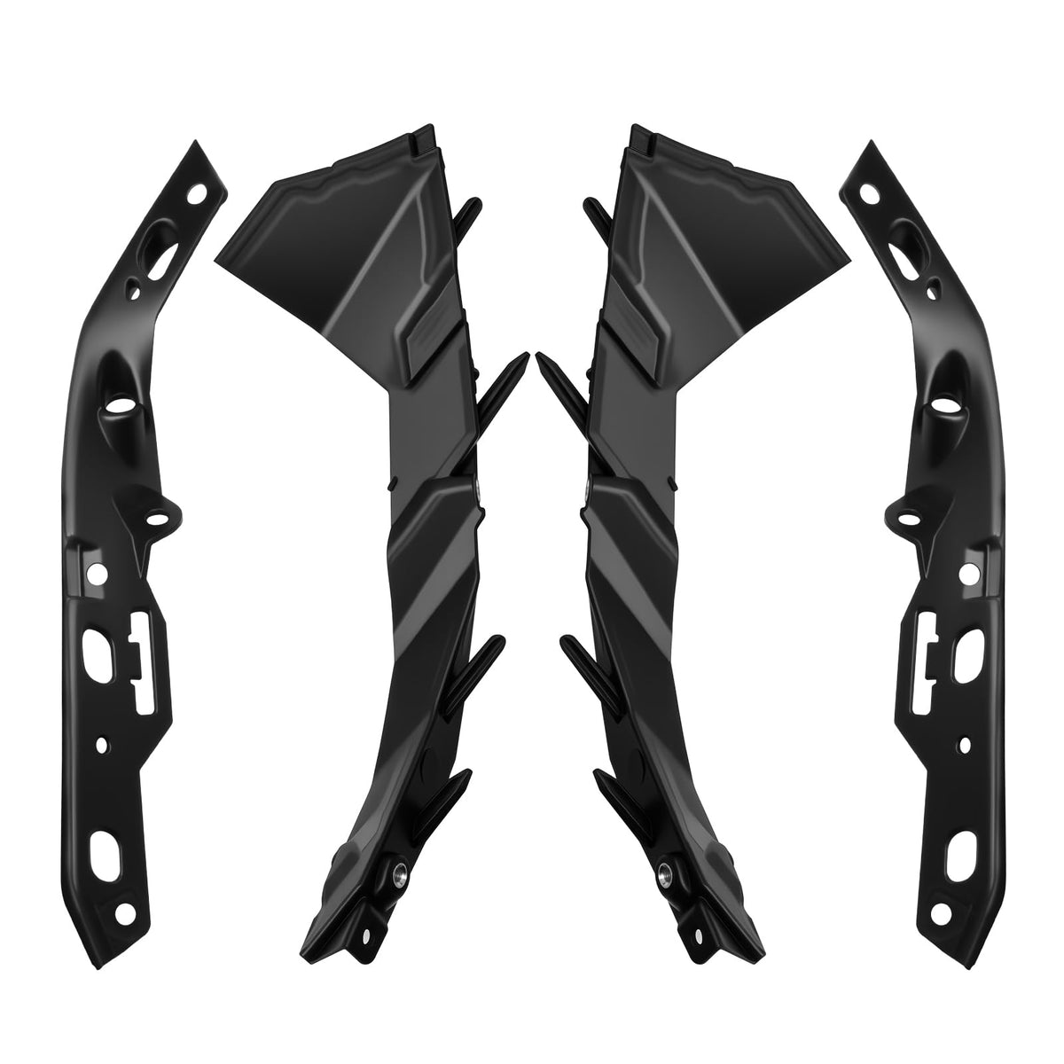 Quealzara front bumper brackets packaging showing four-piece kit and parts list for quick identification