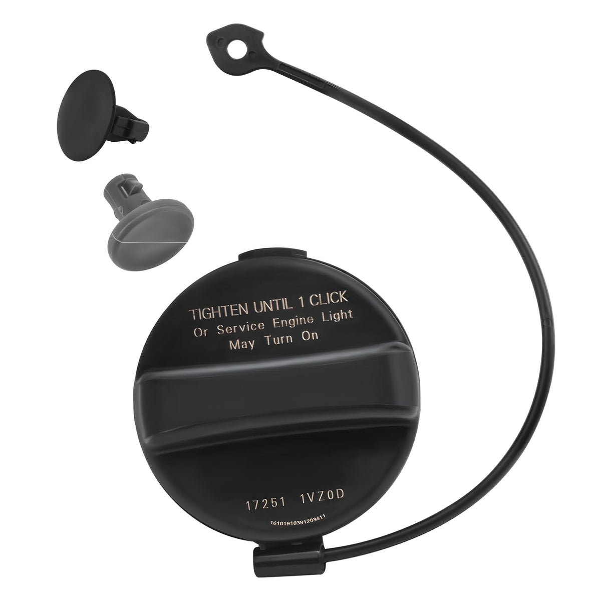 Quealzara gas cap front view showing fit and finish for easy replacement