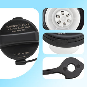 Quealzara gas cap in garage scene highlighting durability and user convenience