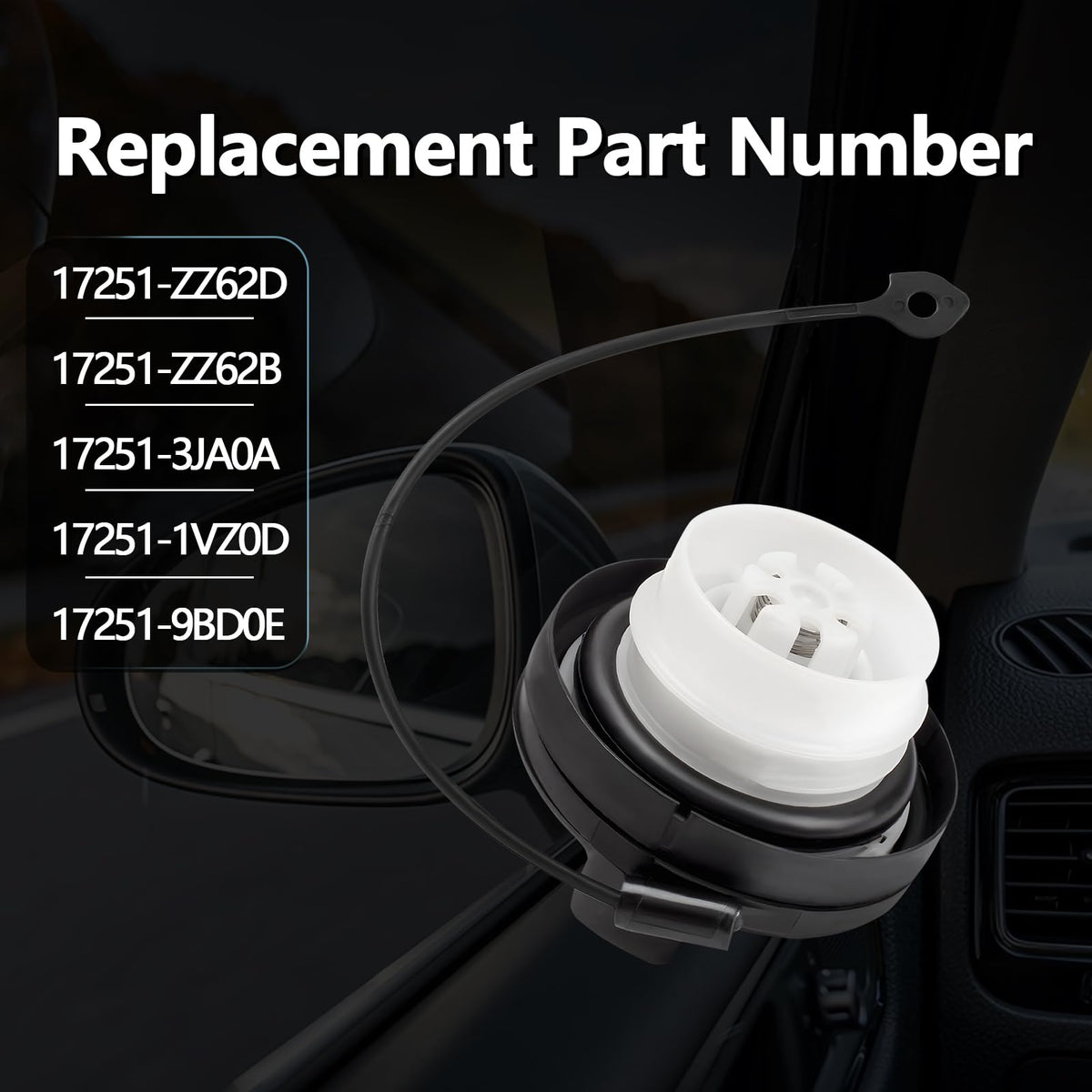 Quealzara single gas cap in packaging ready to replace a worn OEM cap