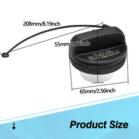 Quealzara gas cap next to ruler showing size for straightforward selection