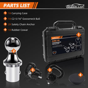 Queencar kit components arranged showing included items for easy installation