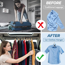 Qufiona installed across SUV grab handles keeping clothes tidy during travel