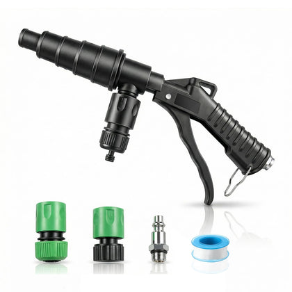 QUFYSK flush gun kit front view showing all components and quick setup benefit