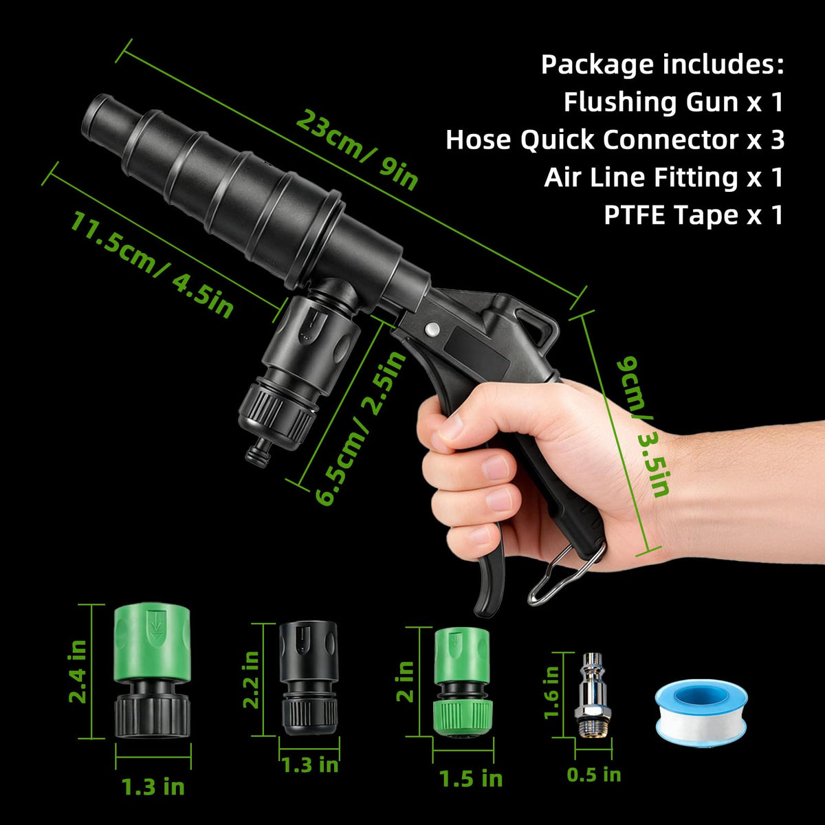 QUFYSK in-use on a heater core demonstrating powerful flushing action benefit