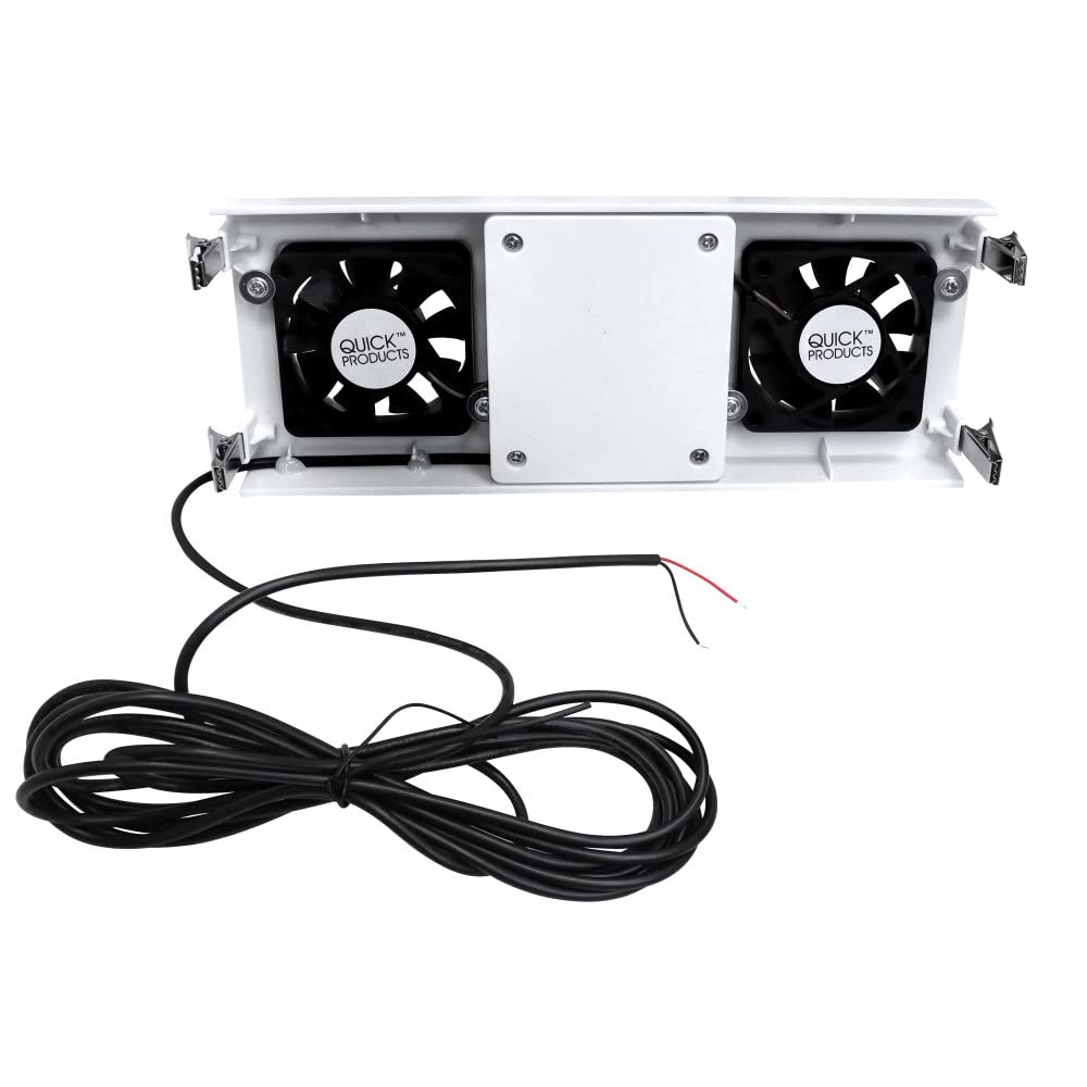 Quick Products fan installed inside RV refrigerator improving cold circulation