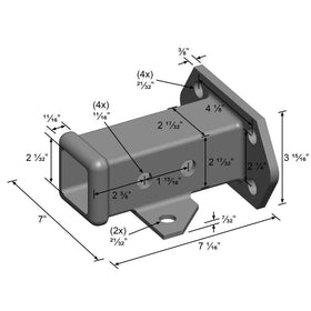 Quick Products side close-up of receiver tube highlighting steel strength benefits