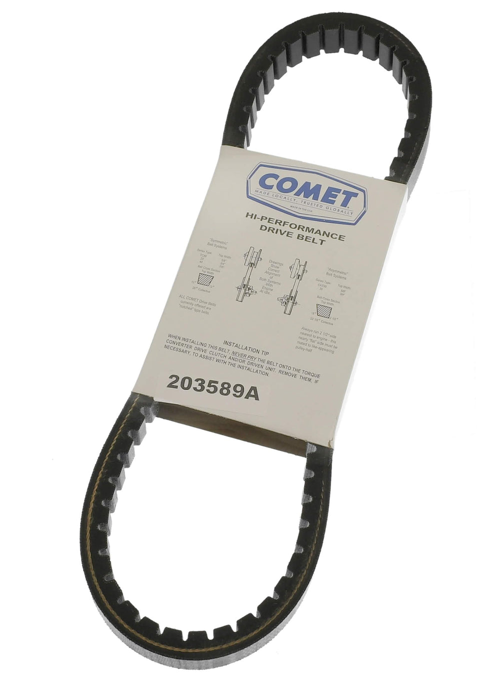 QUICKIEPARTS 203589A front view showing full belt and packaging, ensures ready replacement
