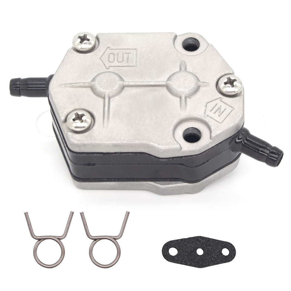 QUICKMARINE front view of fuel pump showing mounting face and ports, ensures correct fit