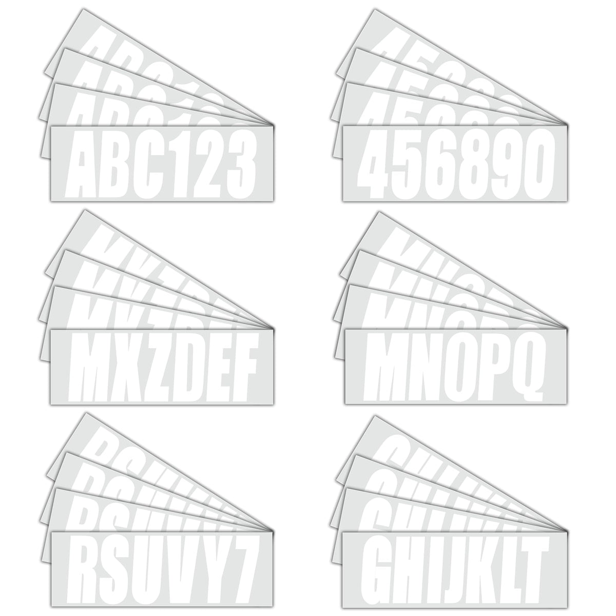 QUICKMARINE decals held in hand for size comparison, shows 3-inch scale
