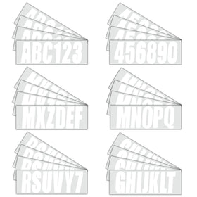 QUICKMARINE decals held in hand for size comparison, shows 3-inch scale