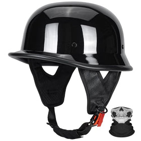 quickool gloss black front view showing retro lines and DOT badge for safe style