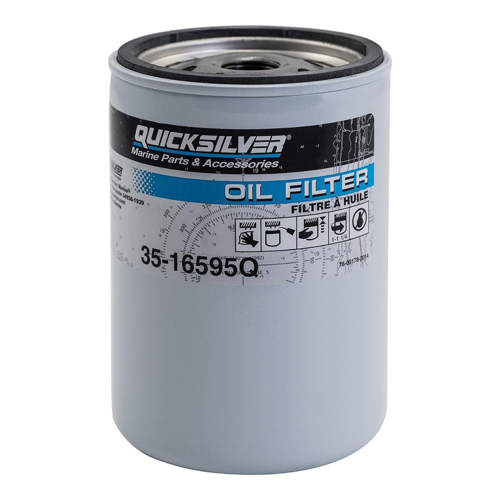 Quicksilver 16595Q front view showing label and threads for correct fit and peace of mind