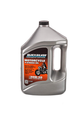 Quicksilver cap and measurement marks highlighting one-gallon supply accuracy