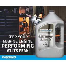 Quicksilver bottle staged with boat gear demonstrating marine readiness