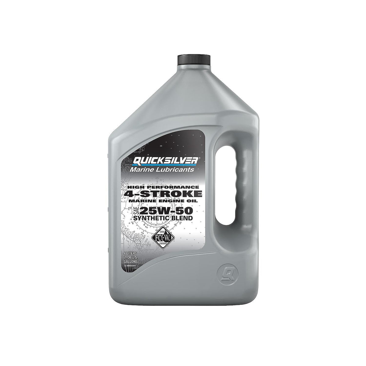 Quicksilver 25W-50 front label showing brand and product benefits