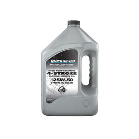 Quicksilver 25W-50 front label showing brand and product benefits