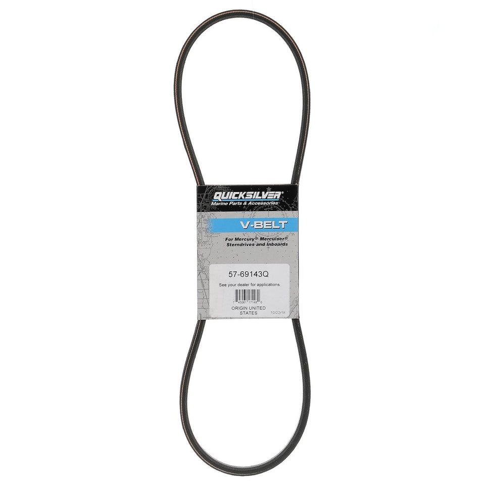 Quicksilver 69143Q front view showing full 40-inch belt for accurate replacement