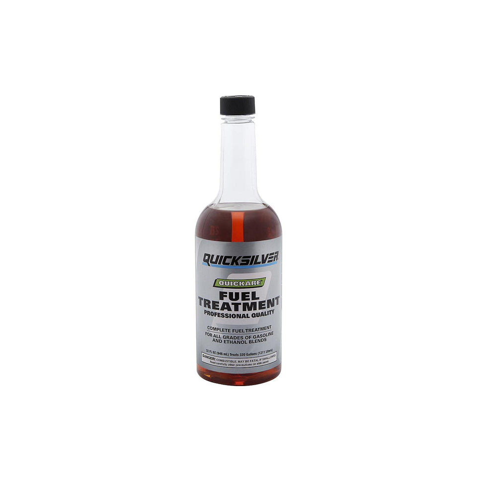 Quicksilver bottle front showing treatment bottle and clear dosing for convenience