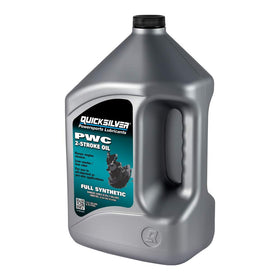 Quicksilver bottle in hand showing gallon scale for easy handling