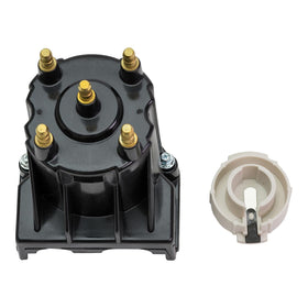 Quicksilver distributor cap and rotor front view showing fit and terminals for quick replacement