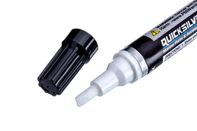 Quicksilver pen fine tip close-up showing precision applicator for neat scratch repair
