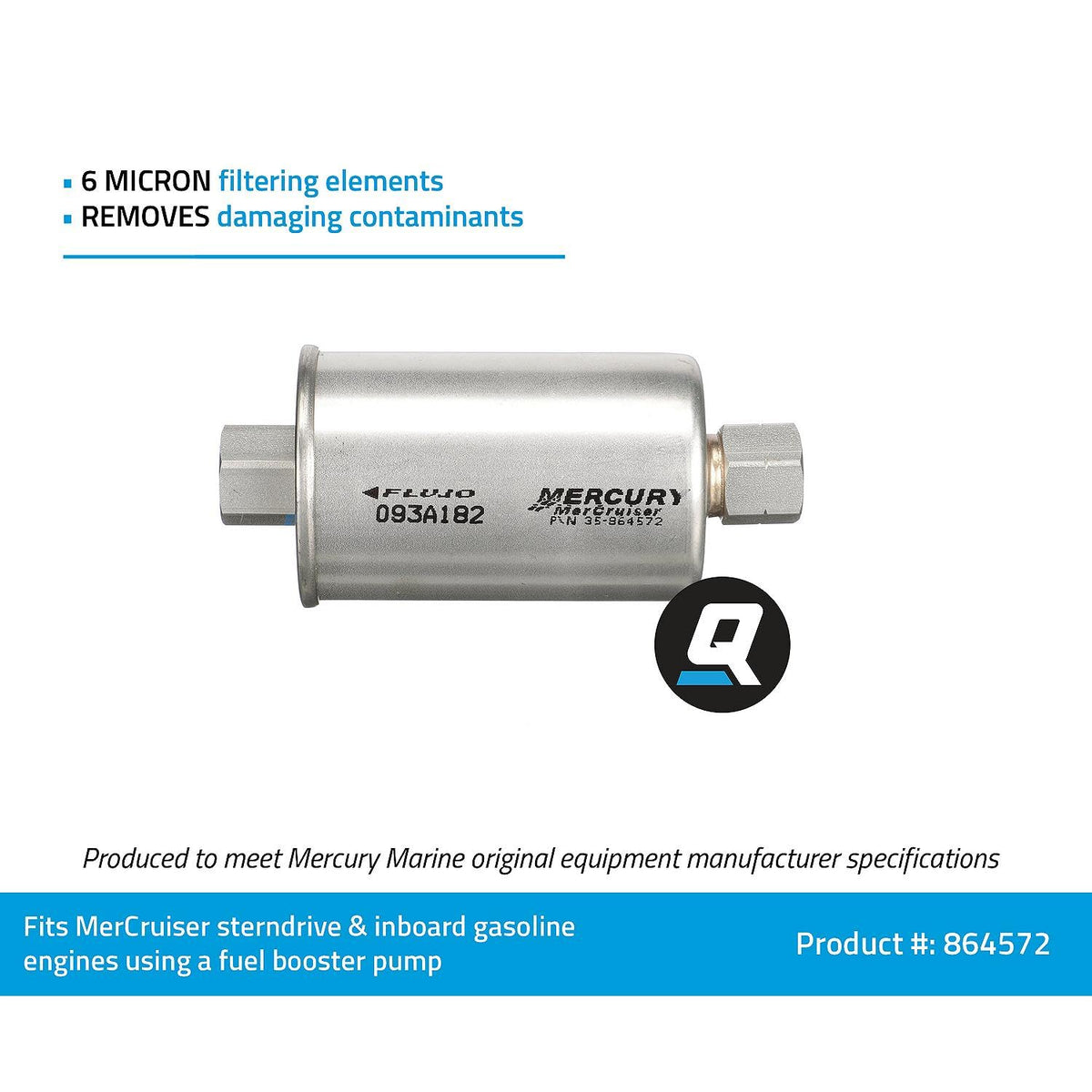 Quicksilver side profile detail showing filter connection points for easy replacement