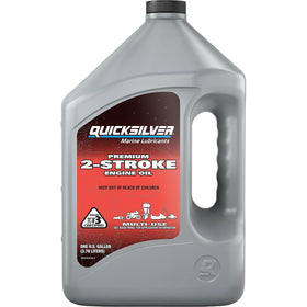 Quicksilver front view of 1 gallon container showing brand and size for easy identification