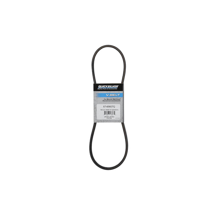 Quicksilver front packaging showing 37-inch v-belt and clear part label for correct fit