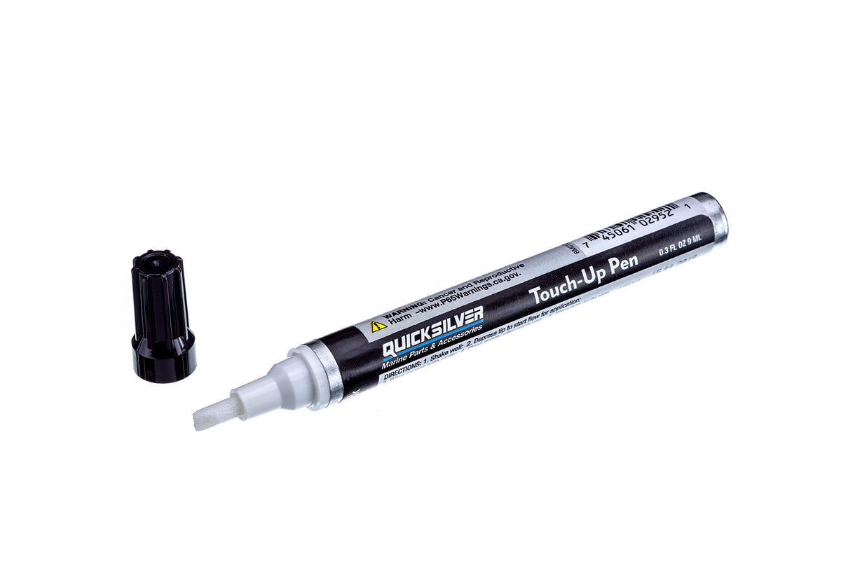 Quicksilver Phantom Black paint pen front view showing label and brand for accurate touch-ups