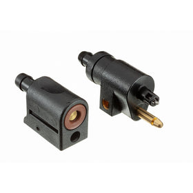 Quicksilver fuel barb close-up with visible 5/16 inch (8mm) ridge for tight hose grip