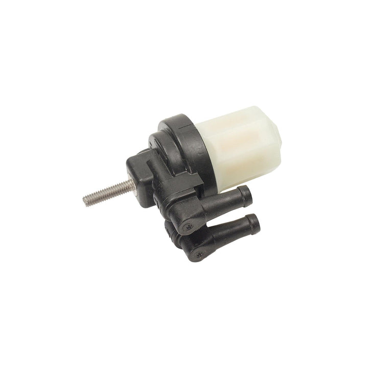 Quicksilver fuel filter front view showing screw-on bowl and mounting, protects engine fuel