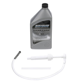 Quicksilver bottle front label showing SAE 90 and kit branding for reliable protection