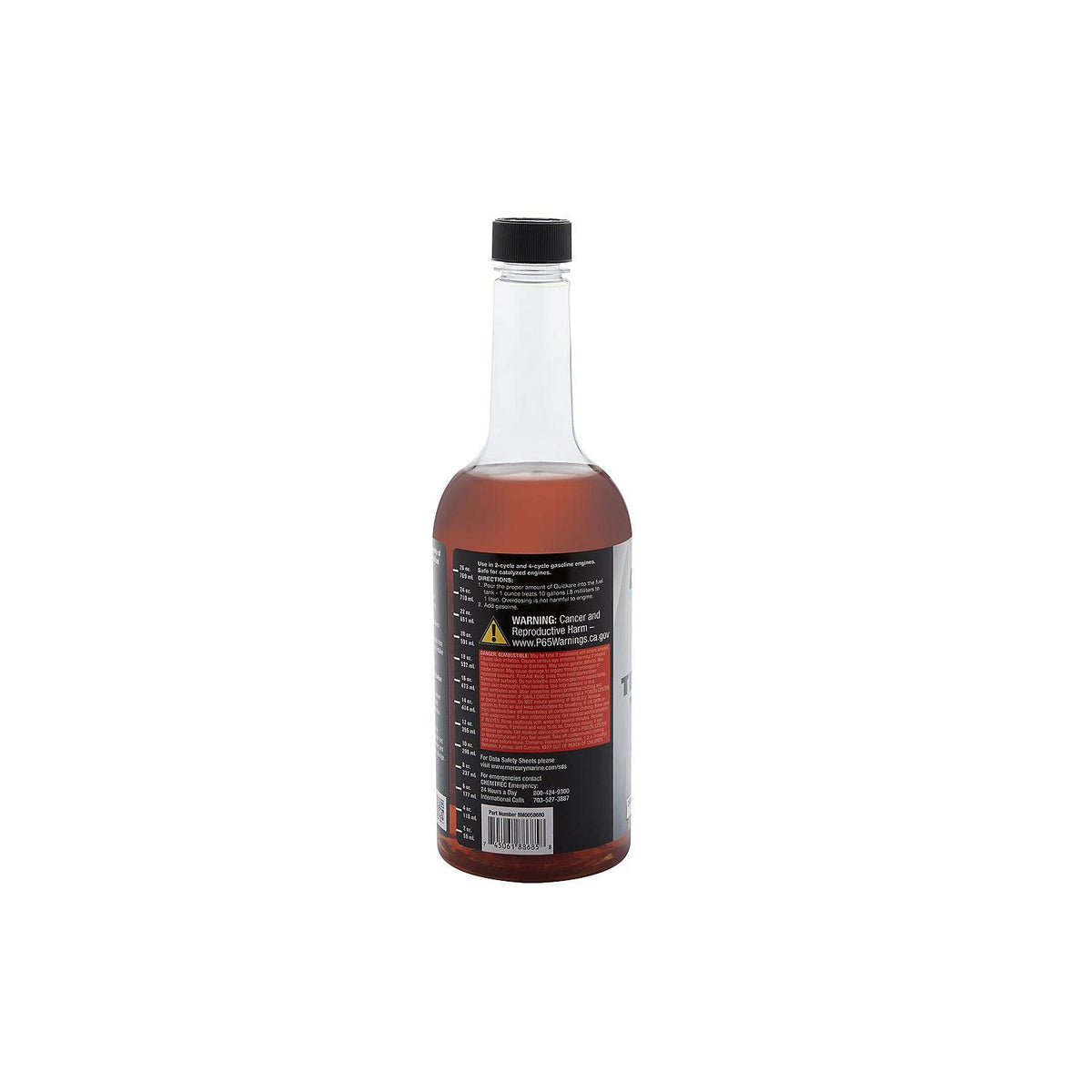 Quicksilver label closeup highlighting part number and usage benefits for owners