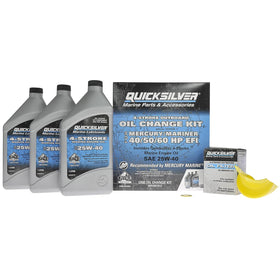 Quicksilver oil change kit front packaging showing contents and label benefits