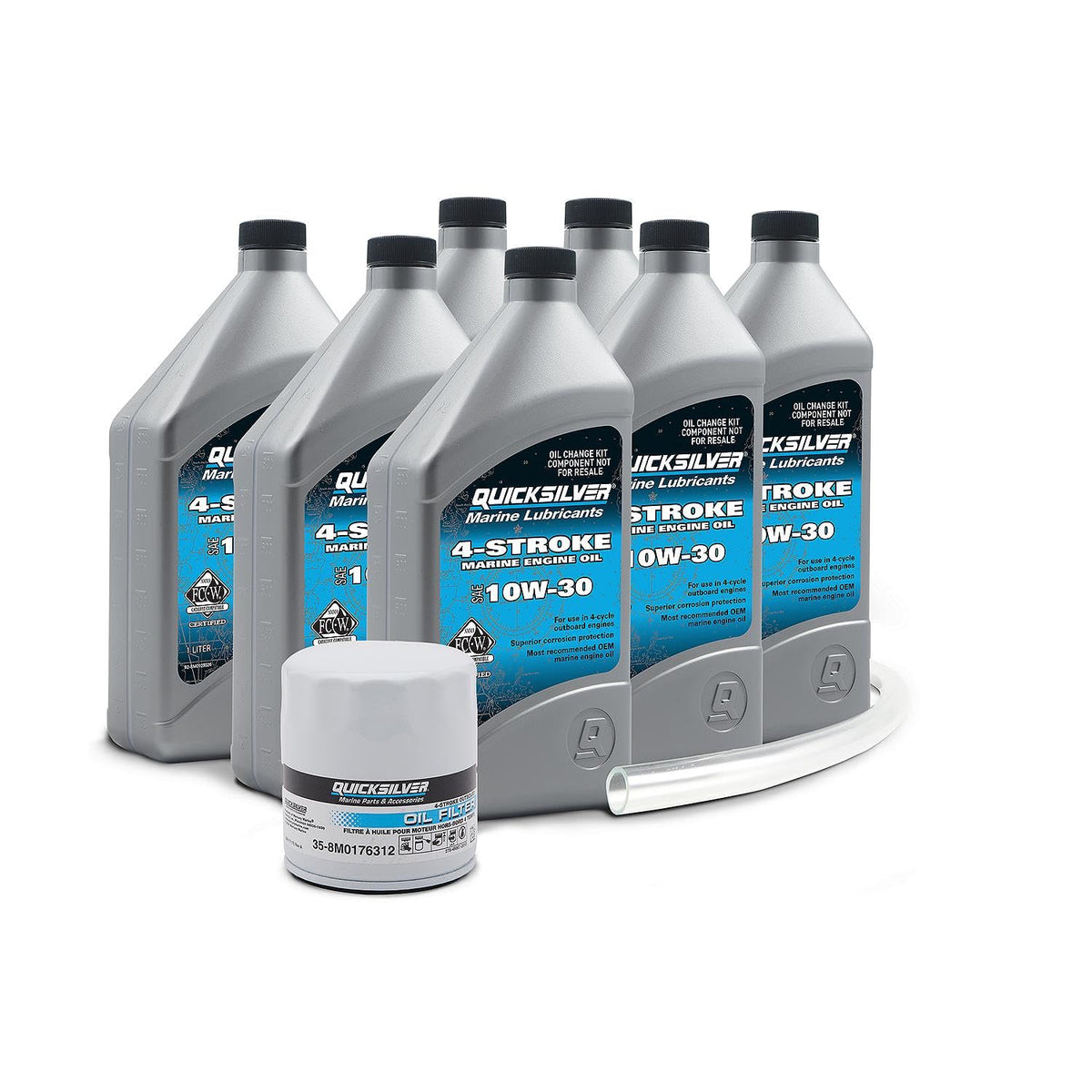 quicksilver oil kit front packaging showing all components and easy maintenance benefit