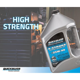 Quicksilver oil pour close-up demonstrating smooth viscosity and protection