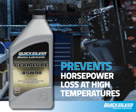 Quicksilver gear lube texture pouring to show viscous film strength