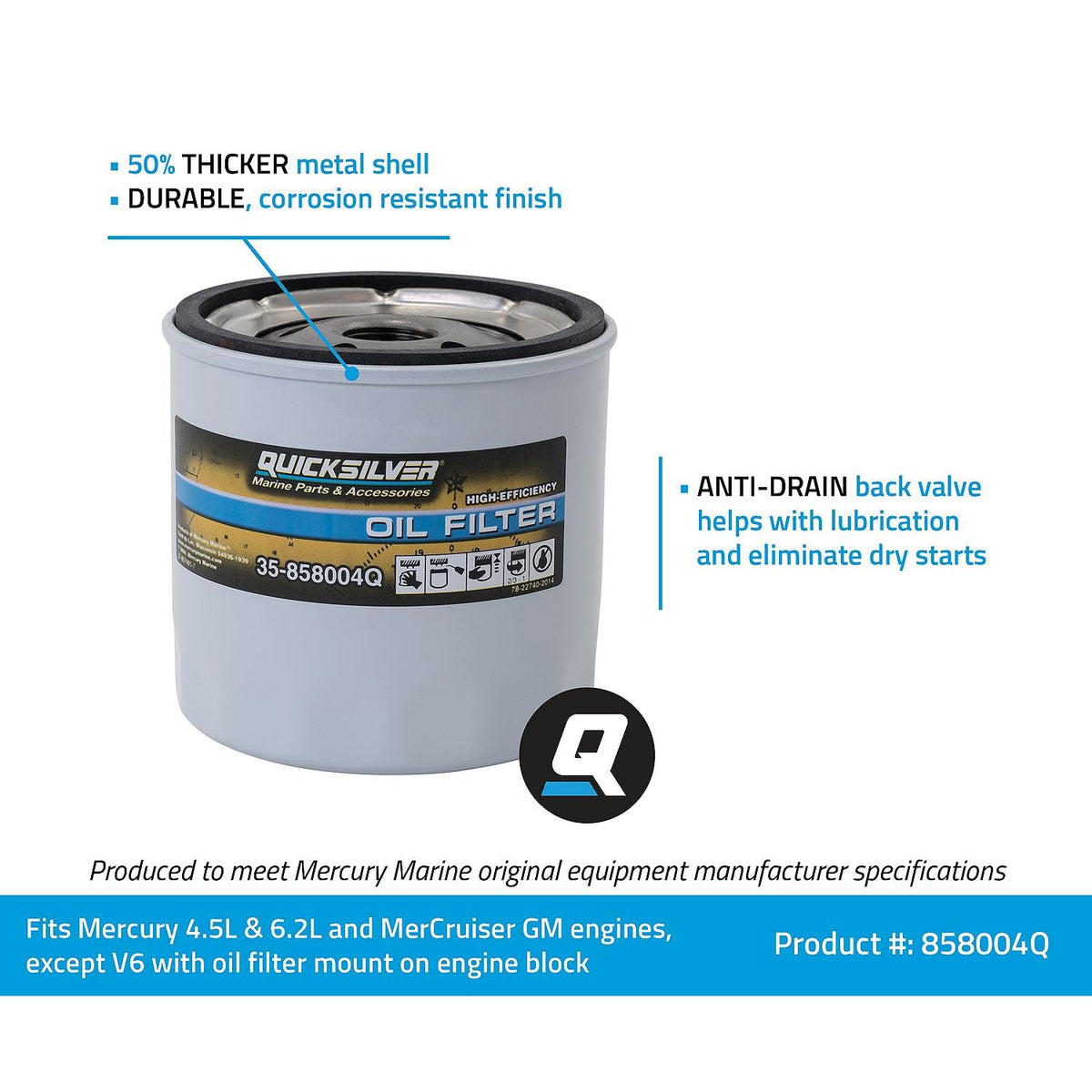 Quicksilver packaging and label verifying OEM-spec quality