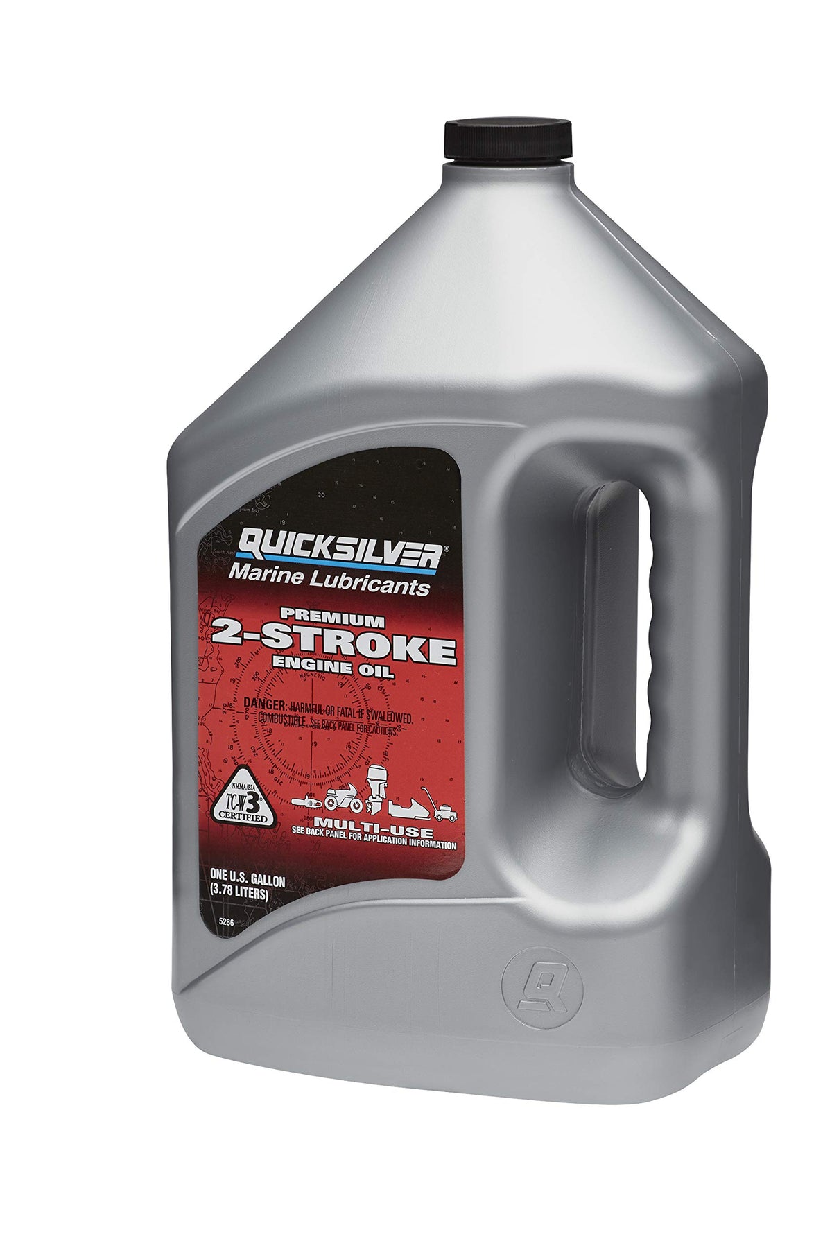 Quicksilver being poured into a funnel to premix fuel, illustrating simple, clean application