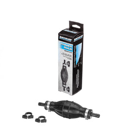 Quicksilver primer bulb installed on fuel line demonstrating easy replacement